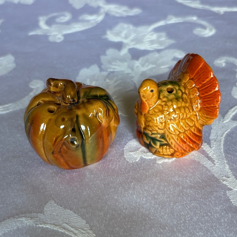 Turkey and Pumpkin Salt and Pepper Shakers